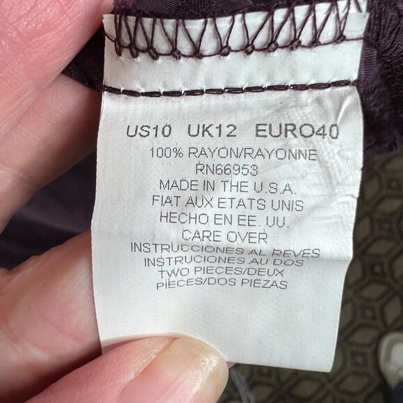 Liz Claiborne Purple Two-Piece Dress Set 90s 10‎ Short Sleeve Top & Long Skirt - Picture 10 of 12